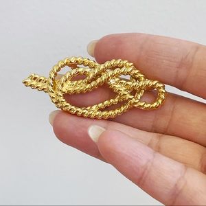 Vintage Anne Klein Gold Tone Tying the Knot Bridal Brooch